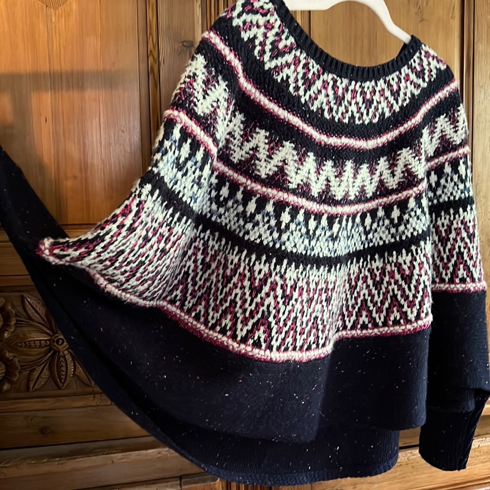 🍁🪵cozy fall poncho sweater fair isle boho🪵🍁